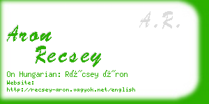 aron recsey business card